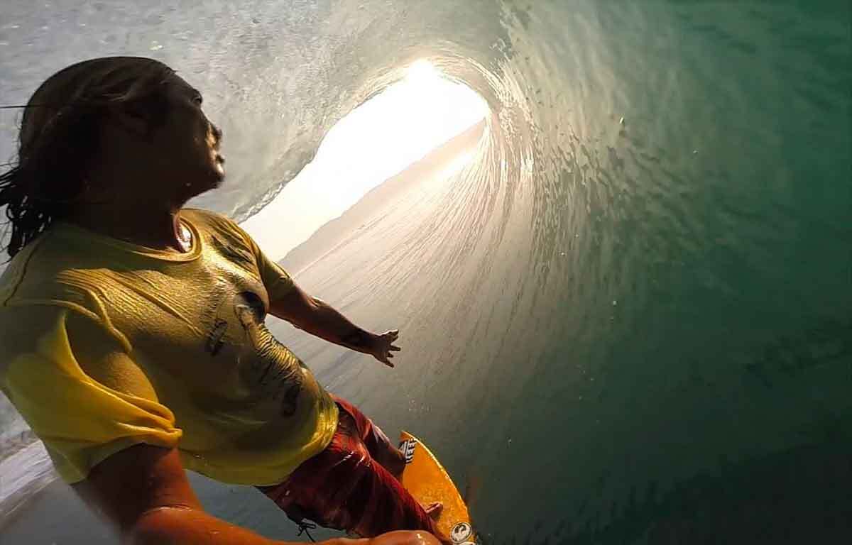 POV angle of Mikala Jones in the tube.||