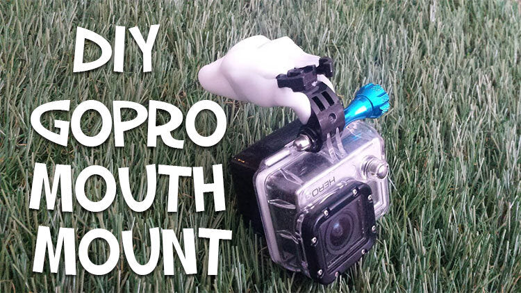 |GoPro J-Buckle|Polymorph plastic|Attach J-Buckle to GoPro|Heat your polymorph plastic|Let the plastic cool down|Mold the plastic around the J buckle|Bite into the plastic||Dunk the mount in water|Homemade GoPro mouth mount