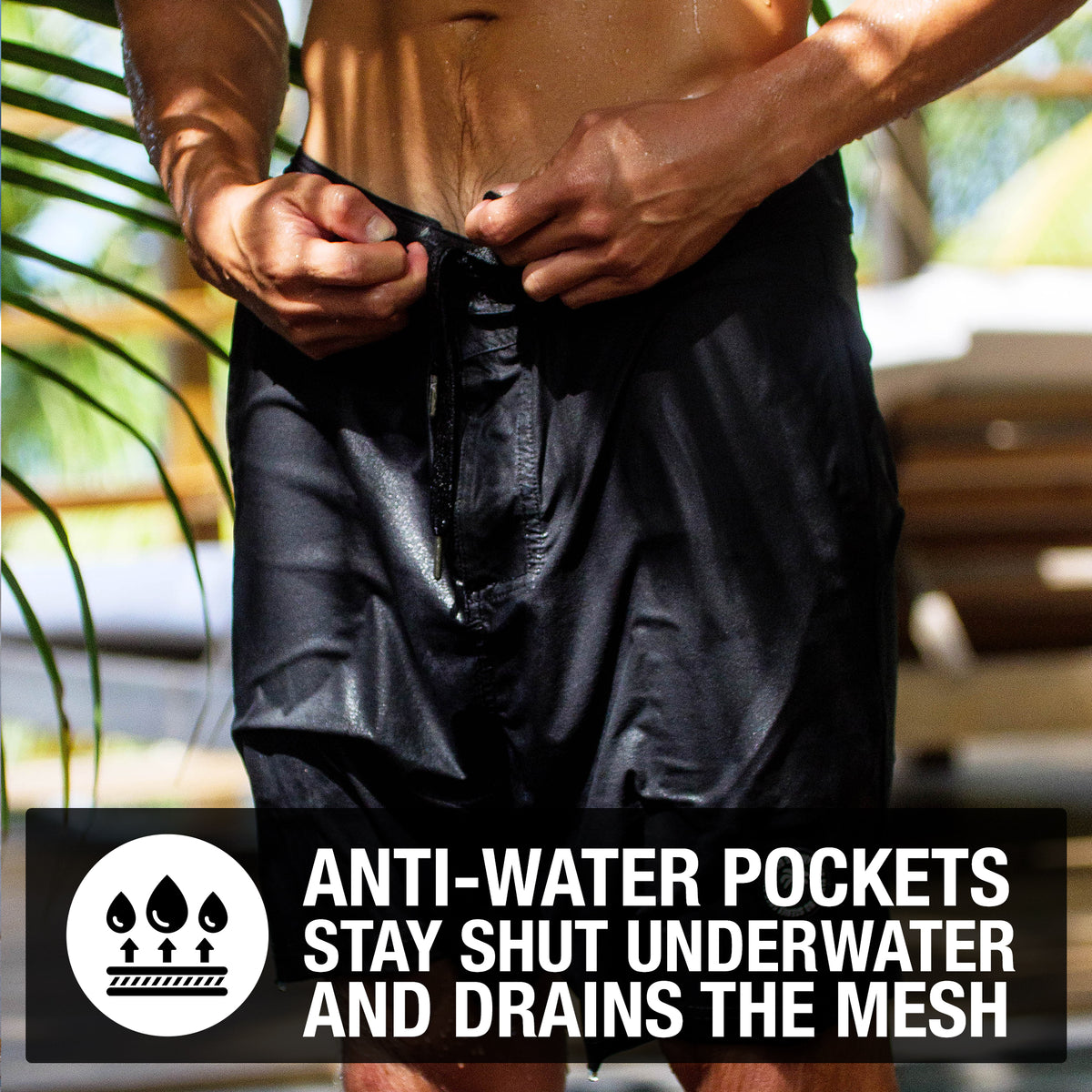 Surfing Boardshorts with Side Pockets and Back Zipper Pocket