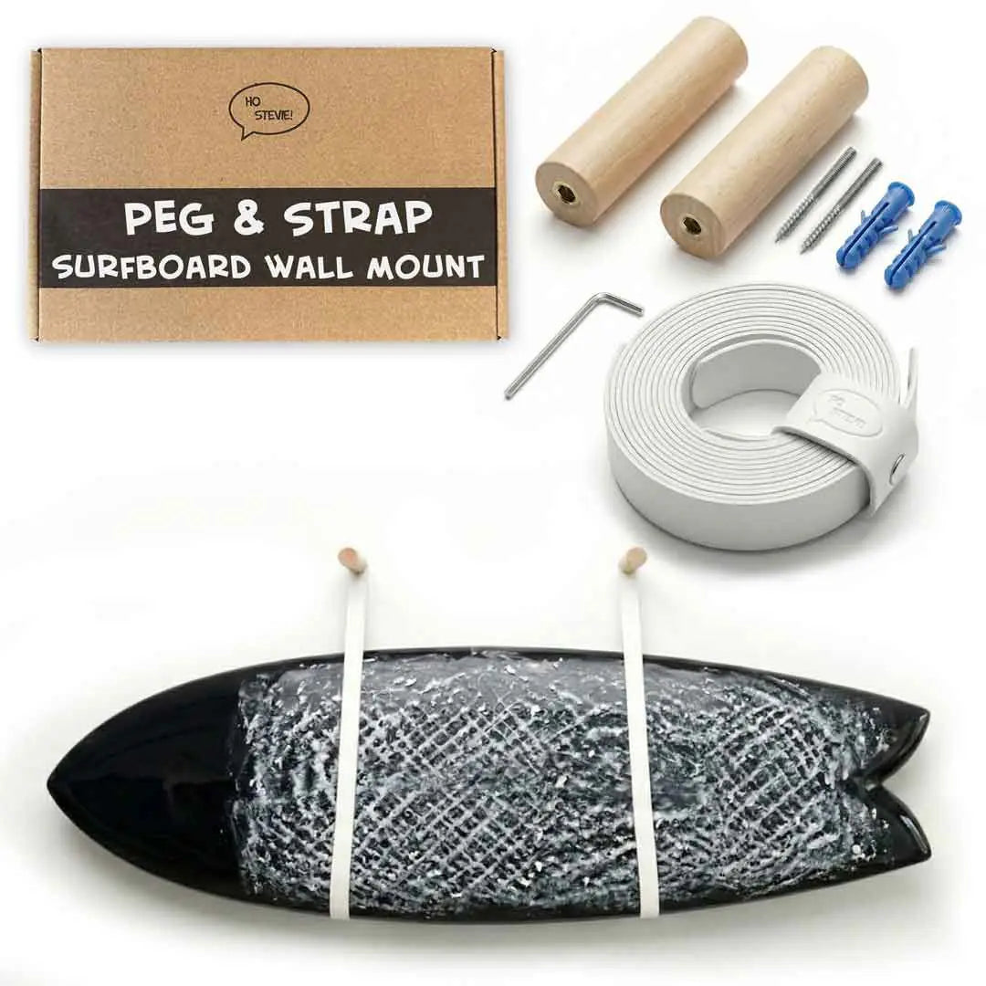 Surfboard Wall Mount - Peg & Leather Strap