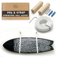 Surfboard Wall Mount - Peg & Leather Strap