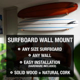 Surfboard Wall Mount - Wood & Cork