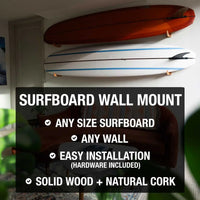 Surfboard Wall Mount - Wood & Cork
