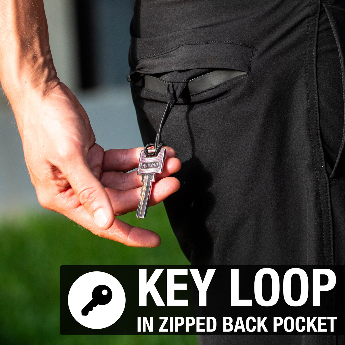 Boardshorts with Key Loop in Rear Zipper Pocket