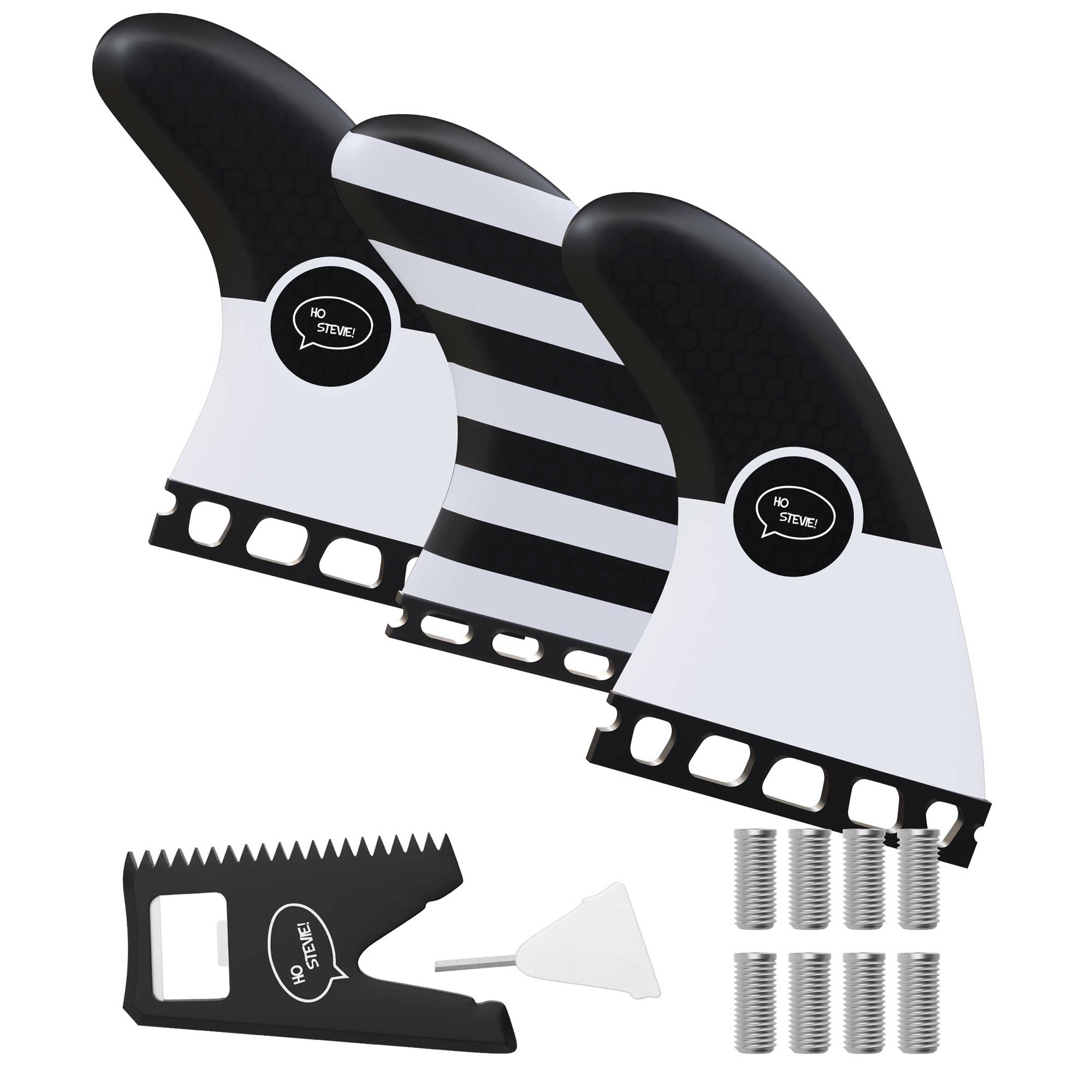Ho Stevie! Fiberglass Honeycomb Surfboard Fins (Striped)