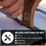 Includes Fins, Fin Screws, Fin Key, and Travel Case